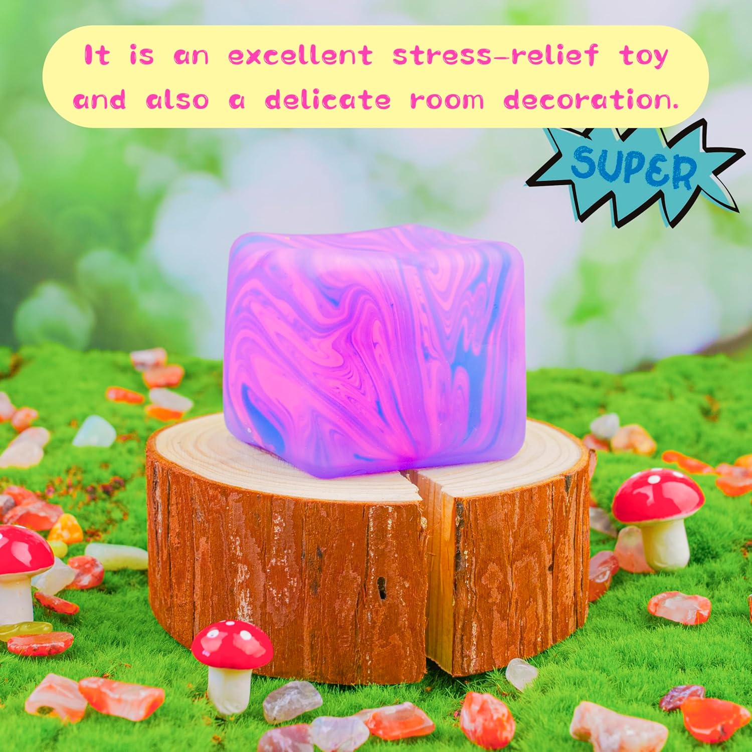 Squishy Sensory Fidget Toys Stress Cube. Gel Filled Stretchy Stress Balls for Kids Adults. Soft Ice Cube Sugar Ball for Boys Girls. Slow Rising Squishies Squeeze Balls Anxiety Relief for Autism. Gifts - Image 6