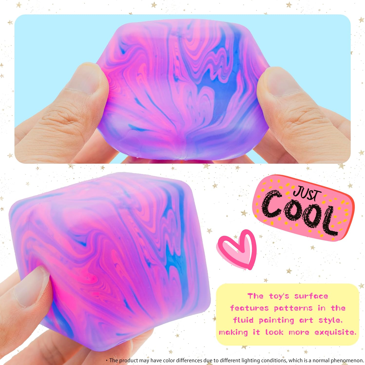 Squishy Sensory Fidget Toys Stress Cube. Gel Filled Stretchy Stress Balls for Kids Adults. Soft Ice Cube Sugar Ball for Boys Girls. Slow Rising Squishies Squeeze Balls Anxiety Relief for Autism. Gifts - Image 2